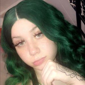 Green Human Hair Lace Wig